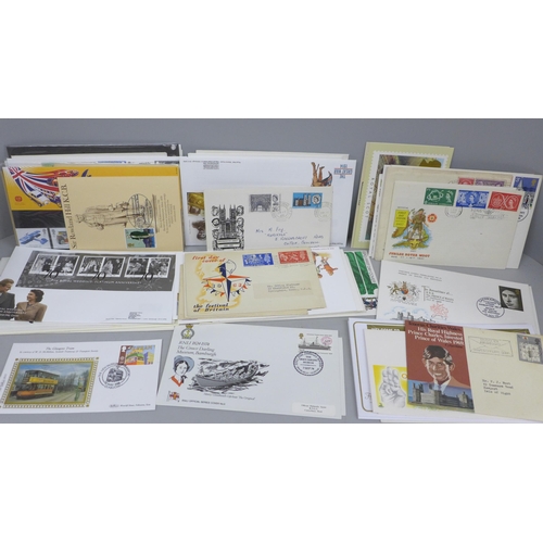 2062 - Stamps; approximately 90 first day covers, fourteen Benham silks, including five RAF, six Mint Stamp... 