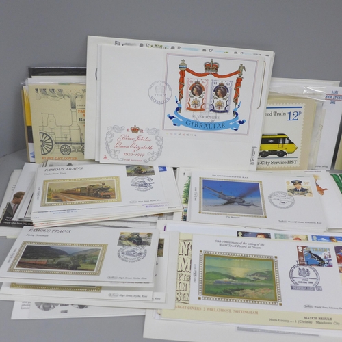 2062 - Stamps; approximately 90 first day covers, fourteen Benham silks, including five RAF, six Mint Stamp... 