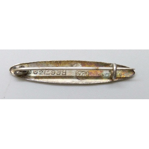 2070 - An early 20th Century silver and guilloche enamel brooch, marked Sterling H&Co, 2.1g, 3.5cm