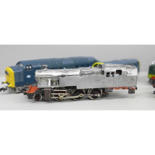 2074 - Nine N gauge model locomotives including Lima and Rapido, three a/f