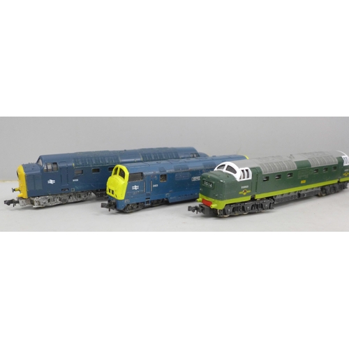 2074 - Nine N gauge model locomotives including Lima and Rapido, three a/f