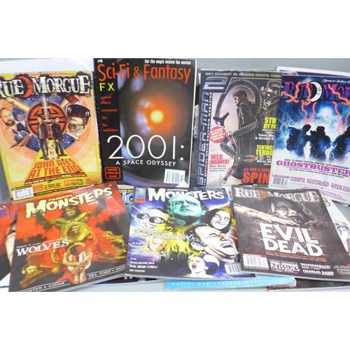 2091 - Four Famous Monsters magazines, three Rue Morgue, Walking Dead, Monster Bash, Scary Monster, etc., (... 