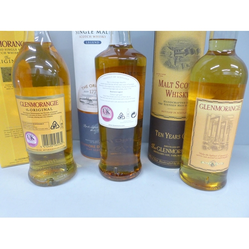 2103 - Three bottles of Scotch Whisky, Glenmorangie x2, both 10 years and Bowmore **PLEASE NOTE THIS LOT IS... 