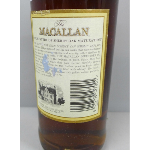 2105 - One bottle; The Macallan single Highland malt Scotch Whisky, Ten Years Old **PLEASE NOTE THIS LOT IS... 