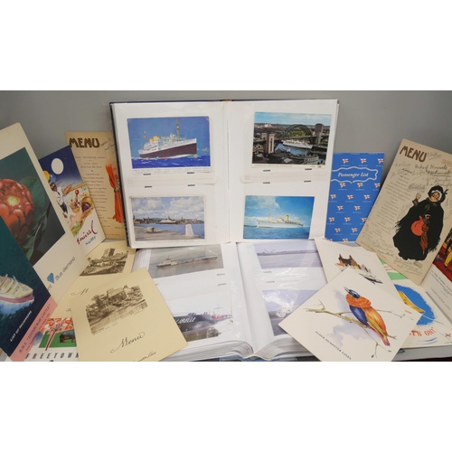 2124 - Shipping ephemera; two albums of shipping postcards together with other shipping ephemera