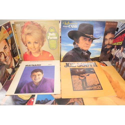 2141 - Collection of approximately 49 country records including Johnny Cash, Dolly Parton, Hank Cochran, Ge... 