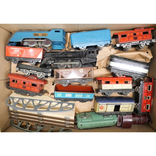 2143 - A large collection of Louis Marx tin-plate model railway and a Marx plastic Railroad Accessory set *... 