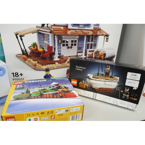 2146 - A collection of boxed Lego to include Bricklink limited edition 910031, Shackletons lifeboat 40729 a... 