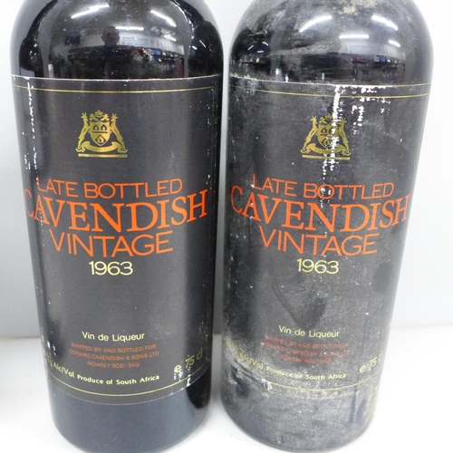 2149 - Three vintage Ports to include two 1963 Cavendish Vintage and 1982 Taylor's Vintage Port