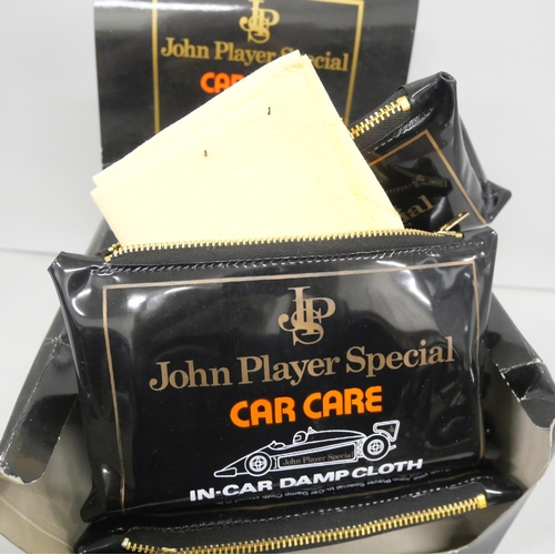 2161 - A box of ten x John Players advertised Car Care kits from the 1990s, each zip pouch contains a car c... 