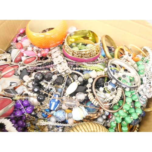 2171 - A box of costume jewellery, including bangles, necklaces and more