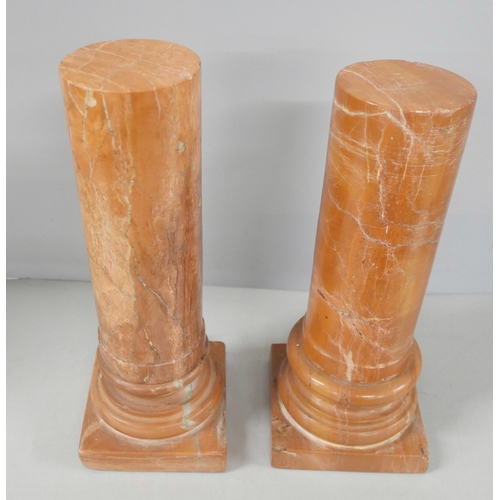 2250 - Two similar Italian red marble Grand Tour columns, circa 1850, tallest 26.5cm, both with chips