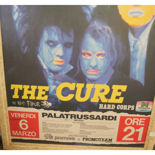 2253 - A The Cure gig 'poster' board, 108 x 74cm including frame, (not a paper poster)