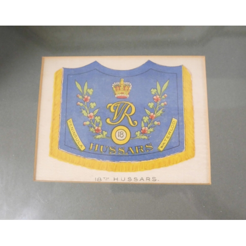 2262 - Three large cigarette silks, 18th Hussars, Belgium flag and Standard flag, plus five other prints **... 