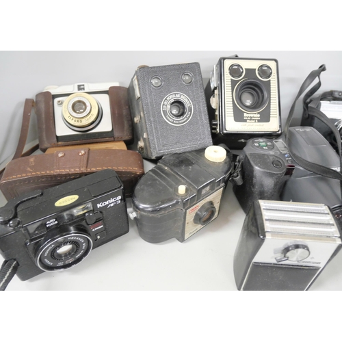 2264 - A collection of cameras including Olympus is-10 and early Kodak **PLEASE NOTE THIS LOT IS NOT ELIGIB... 