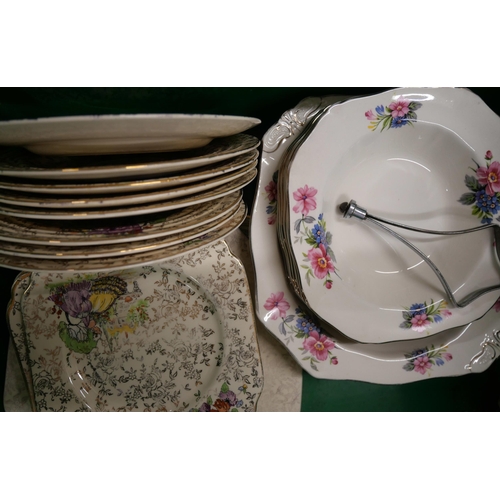 2282 - An Empire crinoline lady part tea set, cake stand, pudding set, etc., and one other Alfred Meakin pu... 