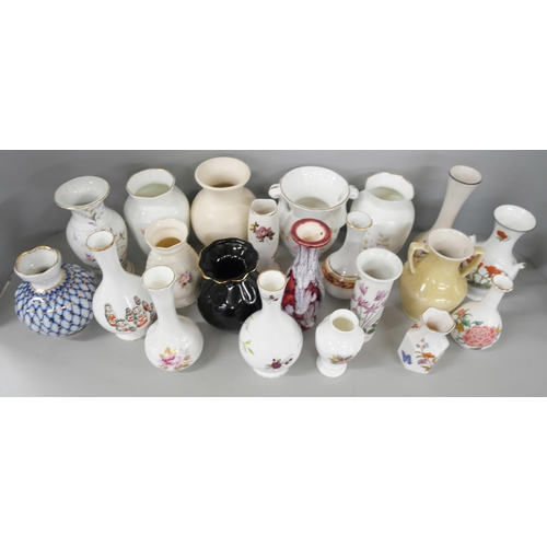 2283 - A box of fine china includes vases, cups, etc., names include Royal Winton, Royal Crown Duchy, Portm... 