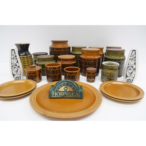 2293 - A box of Hornsea pottery, majority are storage jars, display stand and two plates **PLEASE NOTE THIS... 