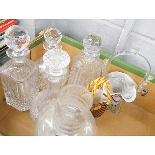 2297 - A collection of glassware including a Royal Doulton decanter and a Czech decanter, green glass inclu... 