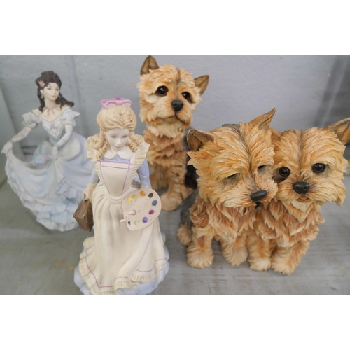 2298 - Two Danbury Mint Coalport figures and two Danbury Mint dog figures **PLEASE NOTE THIS LOT IS NOT ELI... 