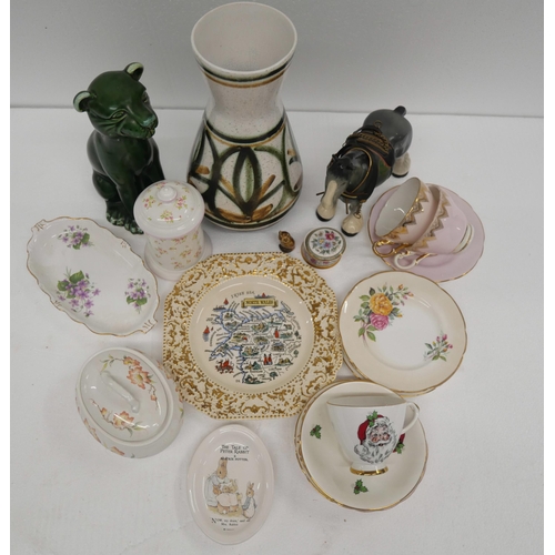 2305 - Two boxes of mixed china including two planters, vase, teacups and saucers, etc. **PLEASE NOTE THIS ... 