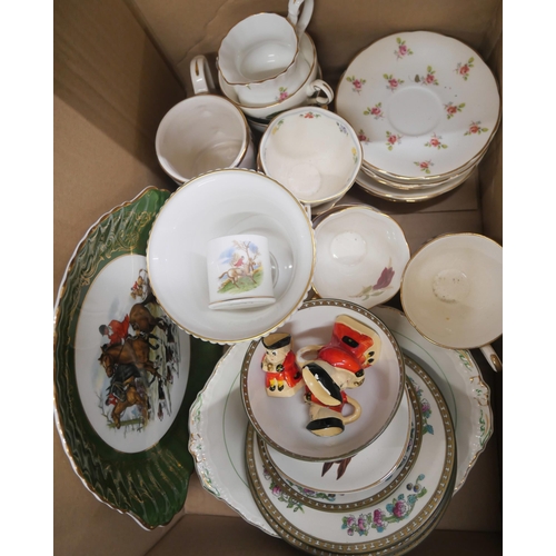 2305 - Two boxes of mixed china including two planters, vase, teacups and saucers, etc. **PLEASE NOTE THIS ... 