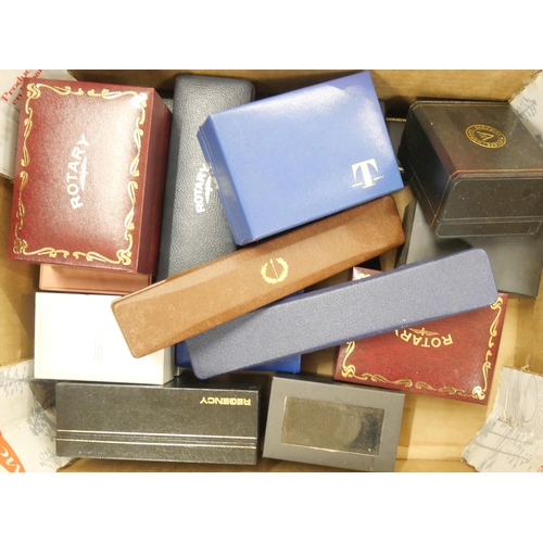 2341 - A collection of empty jewellery boxes, watch boxes, jewellery cases and tins, etc., three boxes **PL... 