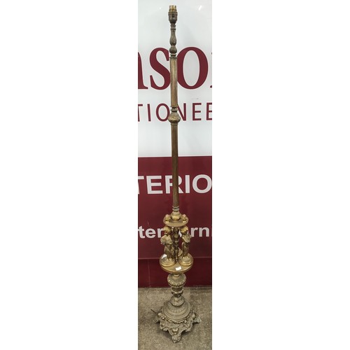 264 - A French brass floor standing lamp