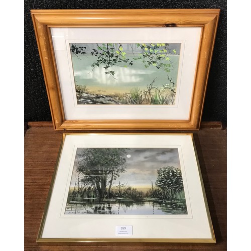 359 - Jonathan Pike, two landscapes, watercolour, framed