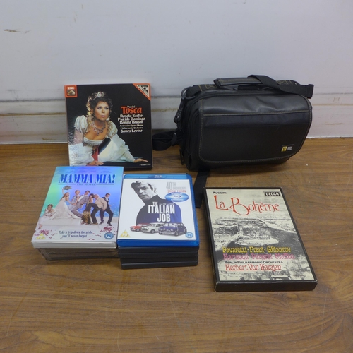 5085 - A portable DVD player, DVDs and cassettes