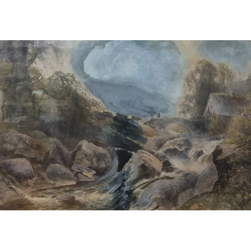 344 - Manner of Frank Gresley (1835-1936), a large Derbyshire landscape, with cattle by a stream, pastel, ... 