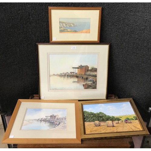 352 - P. Davies, Wells Next The Sea, pastel, Mike Weston, Crabbing at Wells, watercolour, Martin Swan, R.S... 