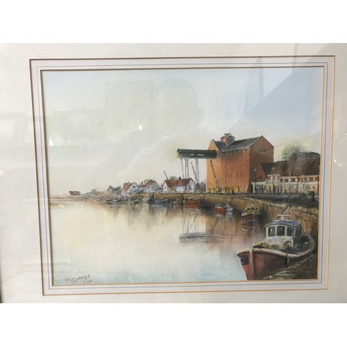 352 - P. Davies, Wells Next The Sea, pastel, Mike Weston, Crabbing at Wells, watercolour, Martin Swan, R.S... 