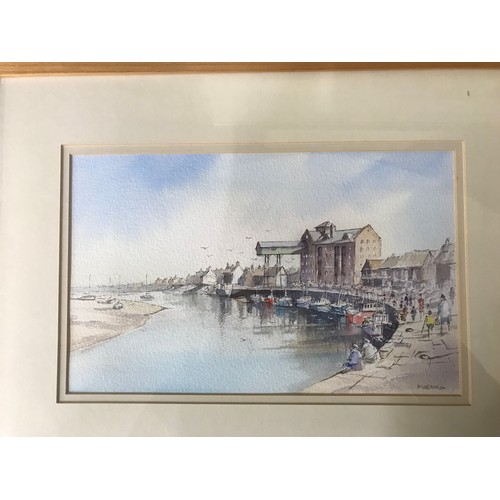 352 - P. Davies, Wells Next The Sea, pastel, Mike Weston, Crabbing at Wells, watercolour, Martin Swan, R.S... 