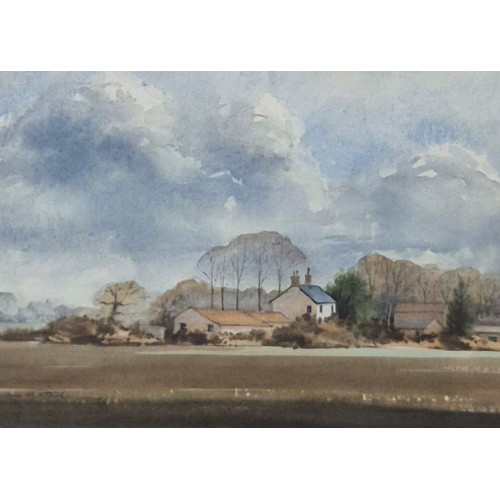 346 - Angus M. Stirling, Farm near Wilby, watercolour, framed