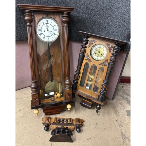 342 - Two 19th Century walnut Vienna wall clocks