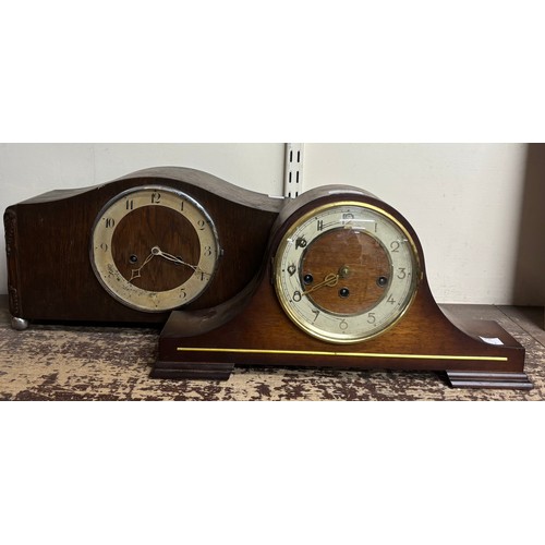 343 - Two early 20th Century oak mantel clocks