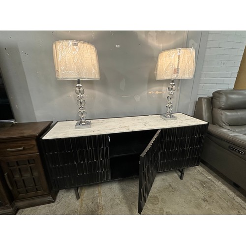 3065 - A Miles three door marble top sideboard *This lot is subject to VAT