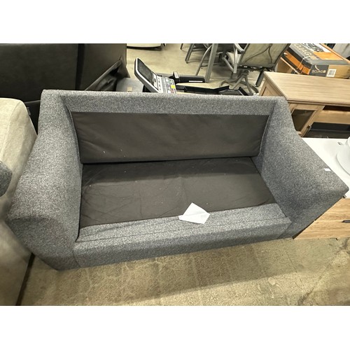 3303 - A dark static grey upholstered two seater sofa bed - (no mattress)