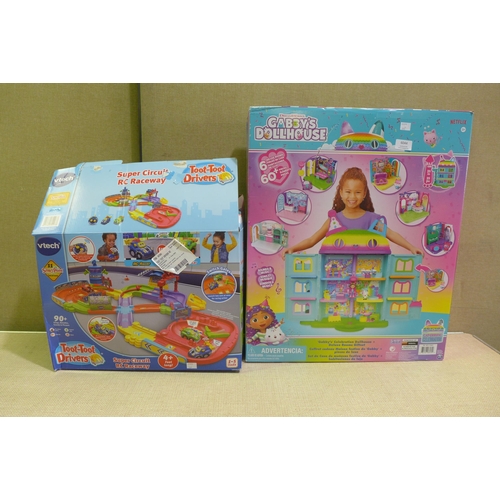 6044 - Toot Toot drivers remote control raceway and Gabby's dollhouse (352-248, 263) *This lot is subject t... 