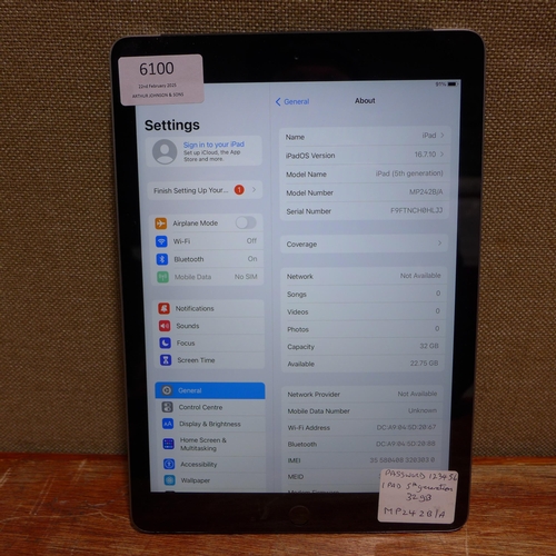 6100 - Apple Ipad Air 16gb (model: MD791B/B) (480-734) *This lot is subject to VAT