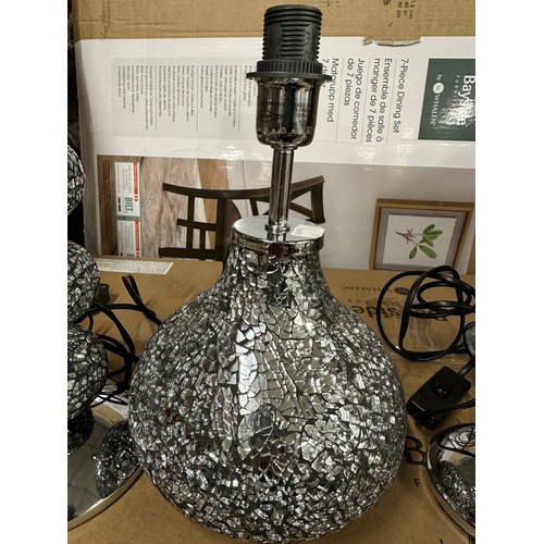 3184A - Five mirrored mosaic table lamps, no shades