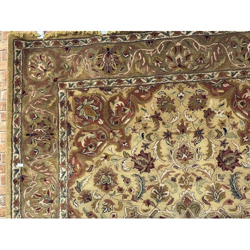 3260 - A gold ground full pile handmade Indian tea washed carpet 330cm x 240cm