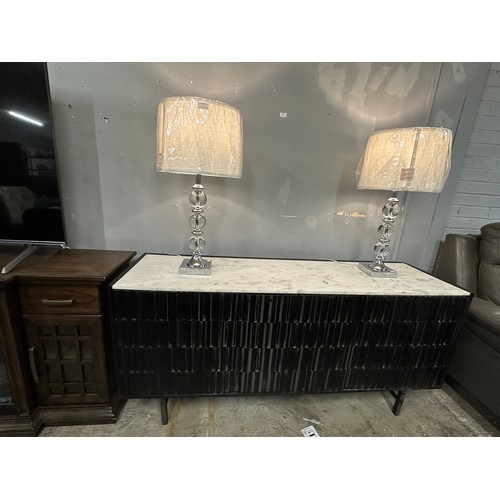 3087 - A Miles three door marble topped sideboard *This lot is subject to VAT