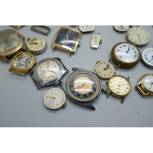 7225 - Three travel clocks and assorted watch parts