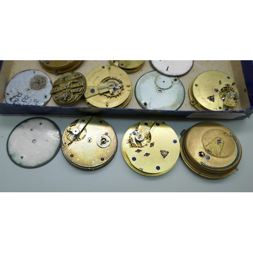 7226 - A collection of pocket watch movements and dials