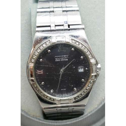 7228 - A Citizen Eco-drive wristwatch together with another Citizen wristwatch, both boxed