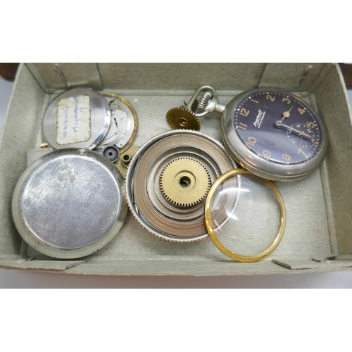 7229 - A box of assorted pocket watches, movements and cases