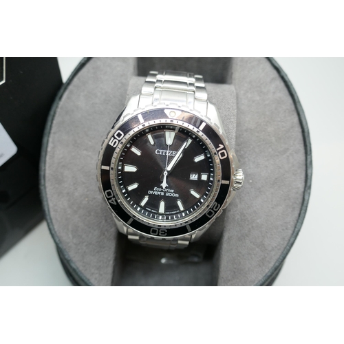 7230 - A Citizen Eco-Drive diver's wristwatch, 47mm including crown, boxed (with service receipt dated 2022... 