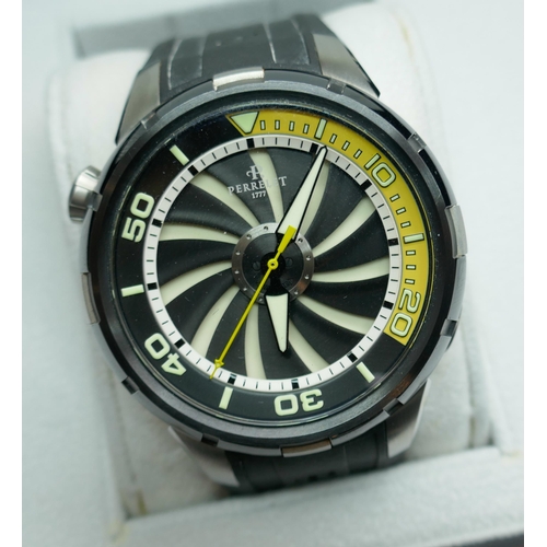 7235 - A Perrelet Turbine wristwatch on a rubber strap, 46mm, with box and manual